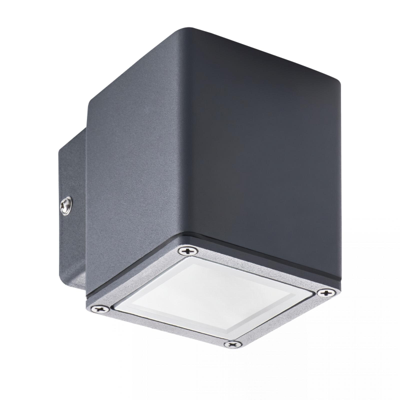  LED Wandleuchte anthrazit eckig quadratisch Glas 1-flammig Schrauben & Dübeln IP44 1,2W LED Lichtfarbe warmweiß GU10 230V